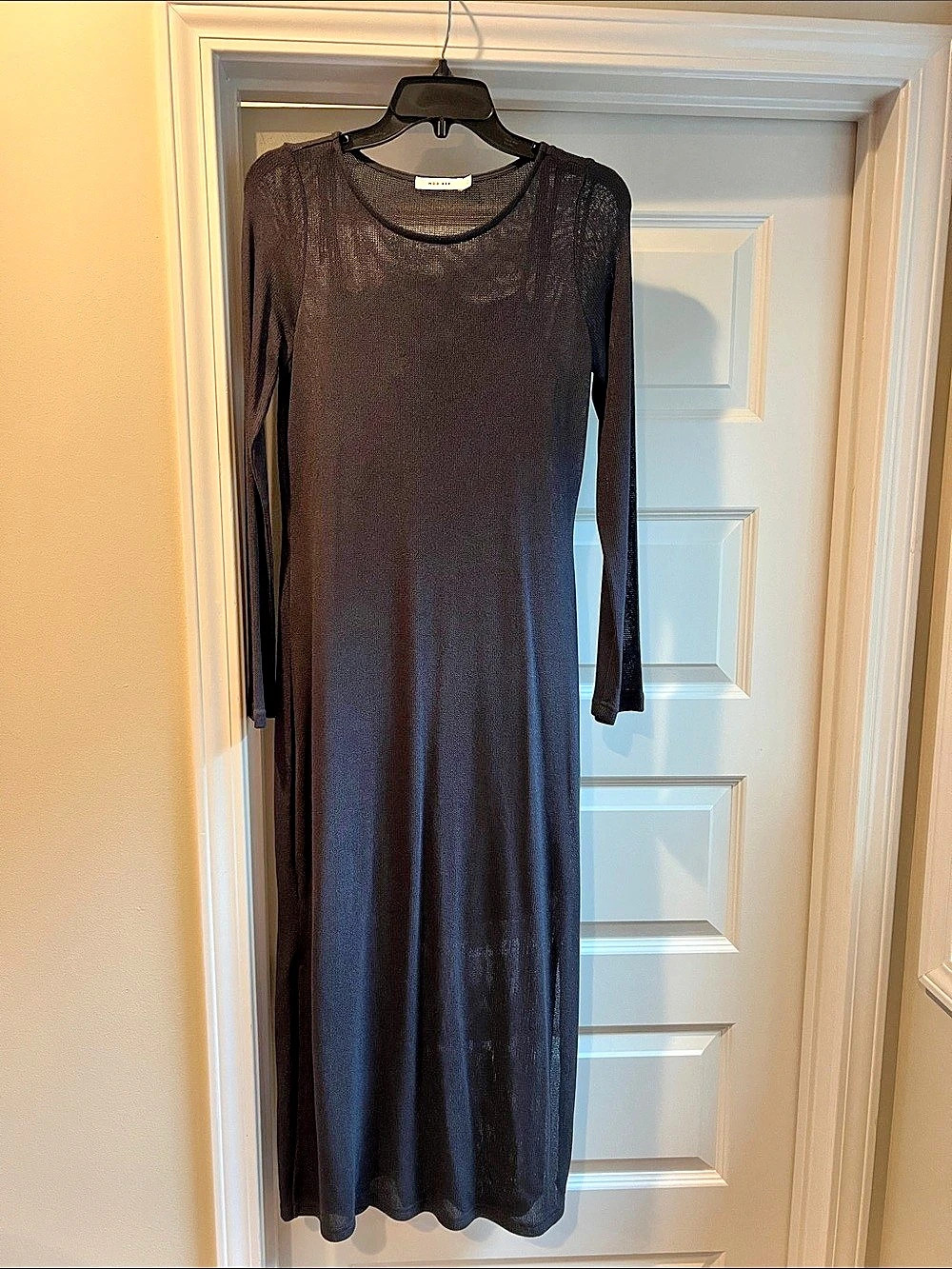 Mod Ref Open-Knit Dress with Separate Slip.  Blue-Gray NWOT